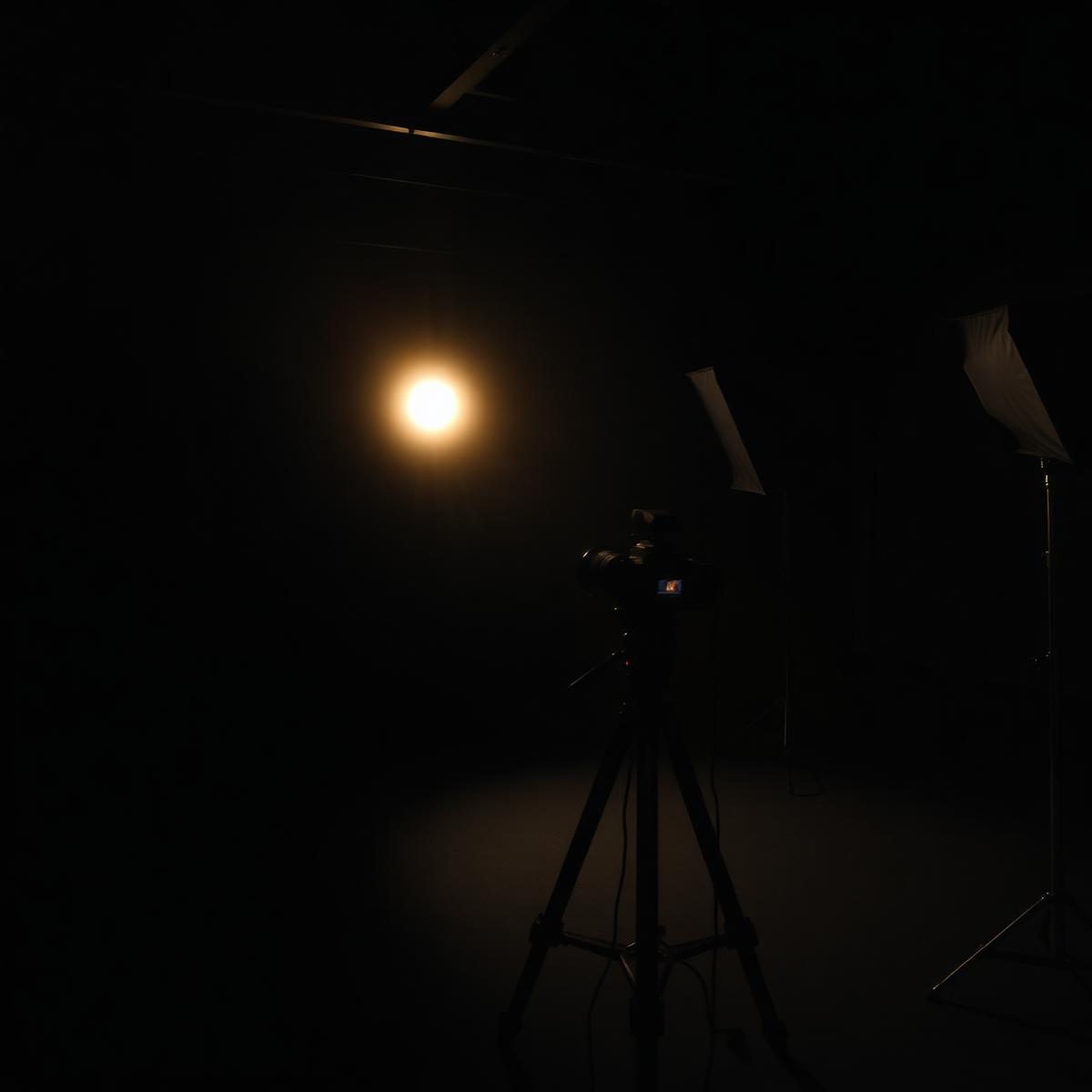 Cinema camera and lighting set up inside the Skyline Studio workspace